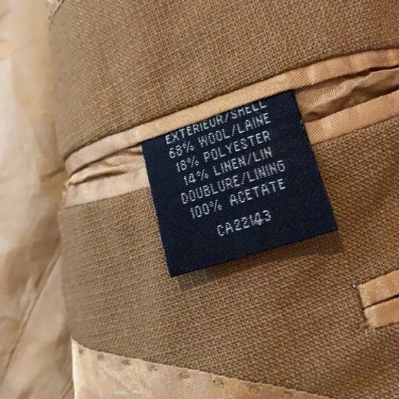 𝅺orvieto sand Notch Lapel Suit Modern slim fit wool linen blazer size 38R - Picture 7 of 8
